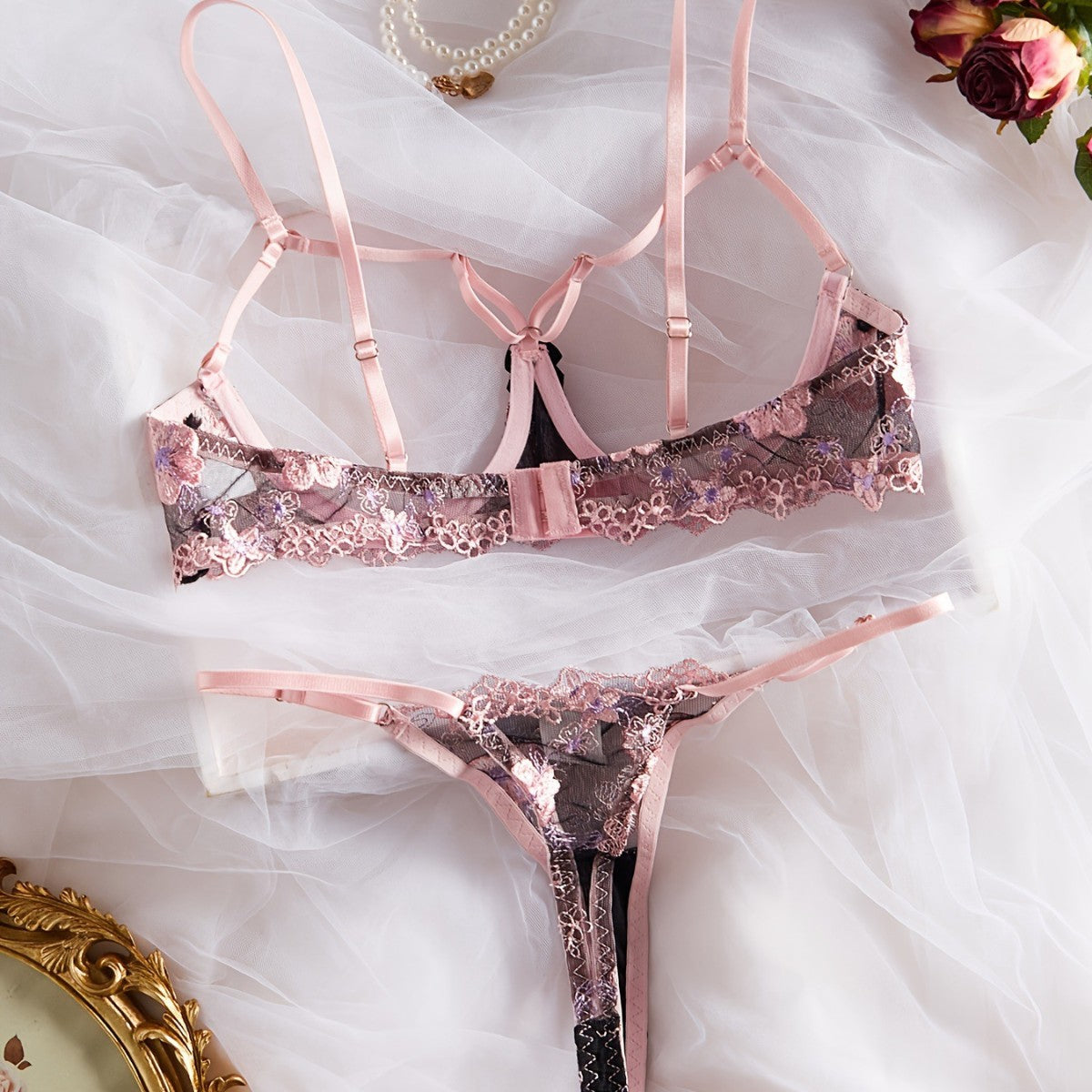 Blush Noir Open Lace Set