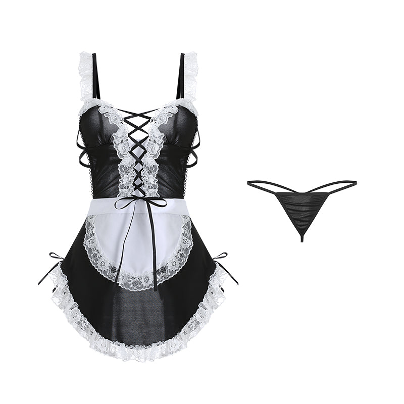 Lace Maid Style Lingerie Set – 2 Piece (Dress & Thong)
