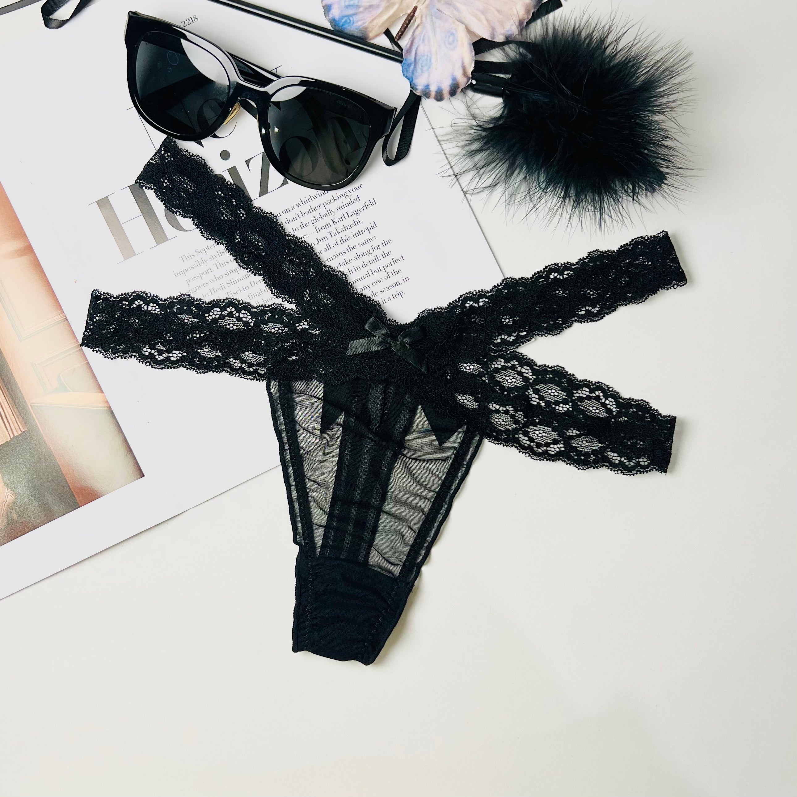Lace Mirage – Black Tanga