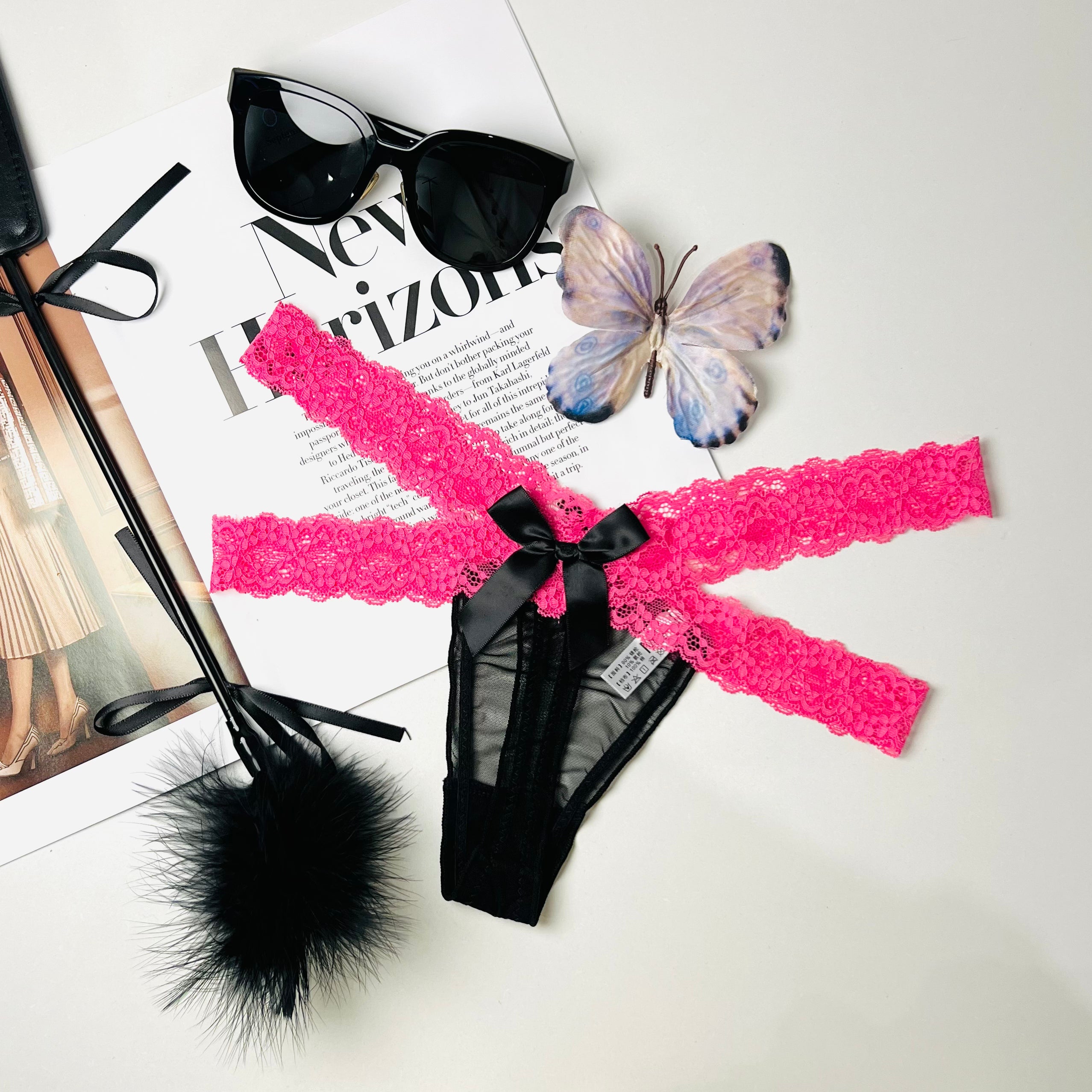 Lace Mirage – Rose Black Tanga