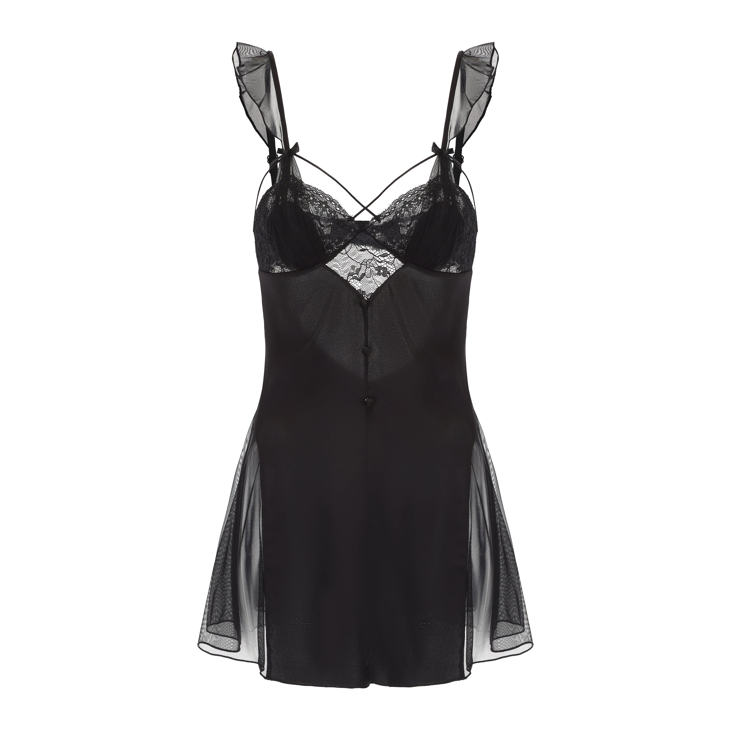 Black Velvet Nightgown – Sexy Bow Sleep Dress