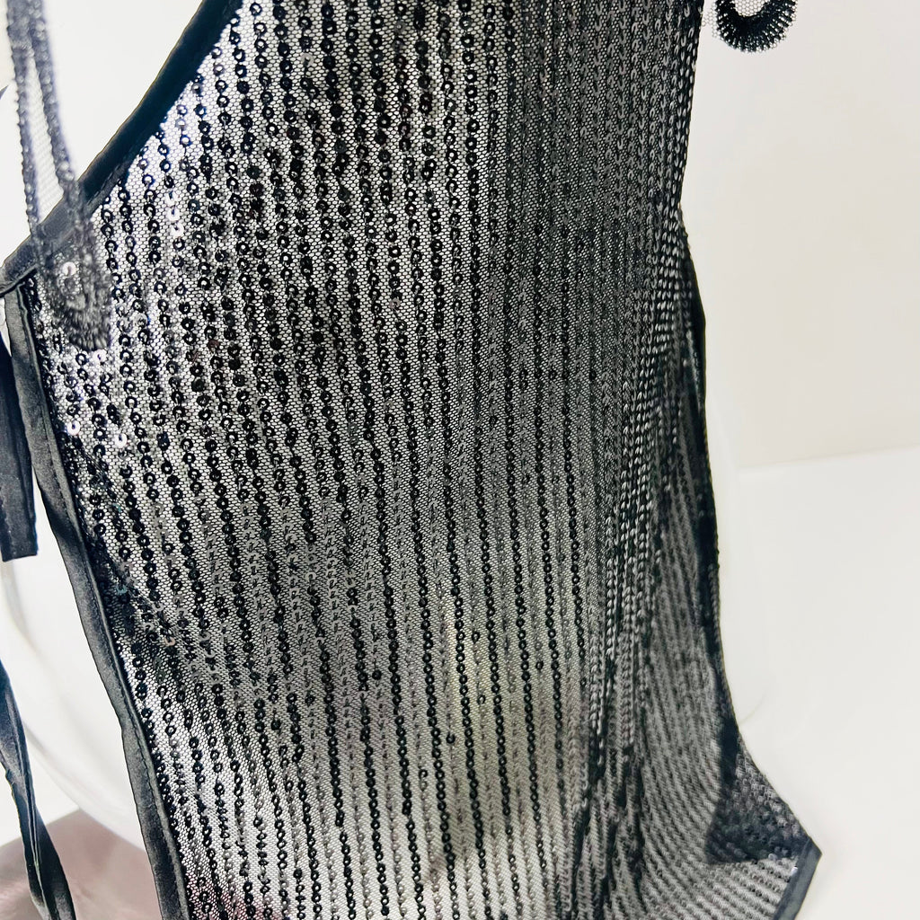 black lace strappy sleep dress hem design close up fabric flow detail