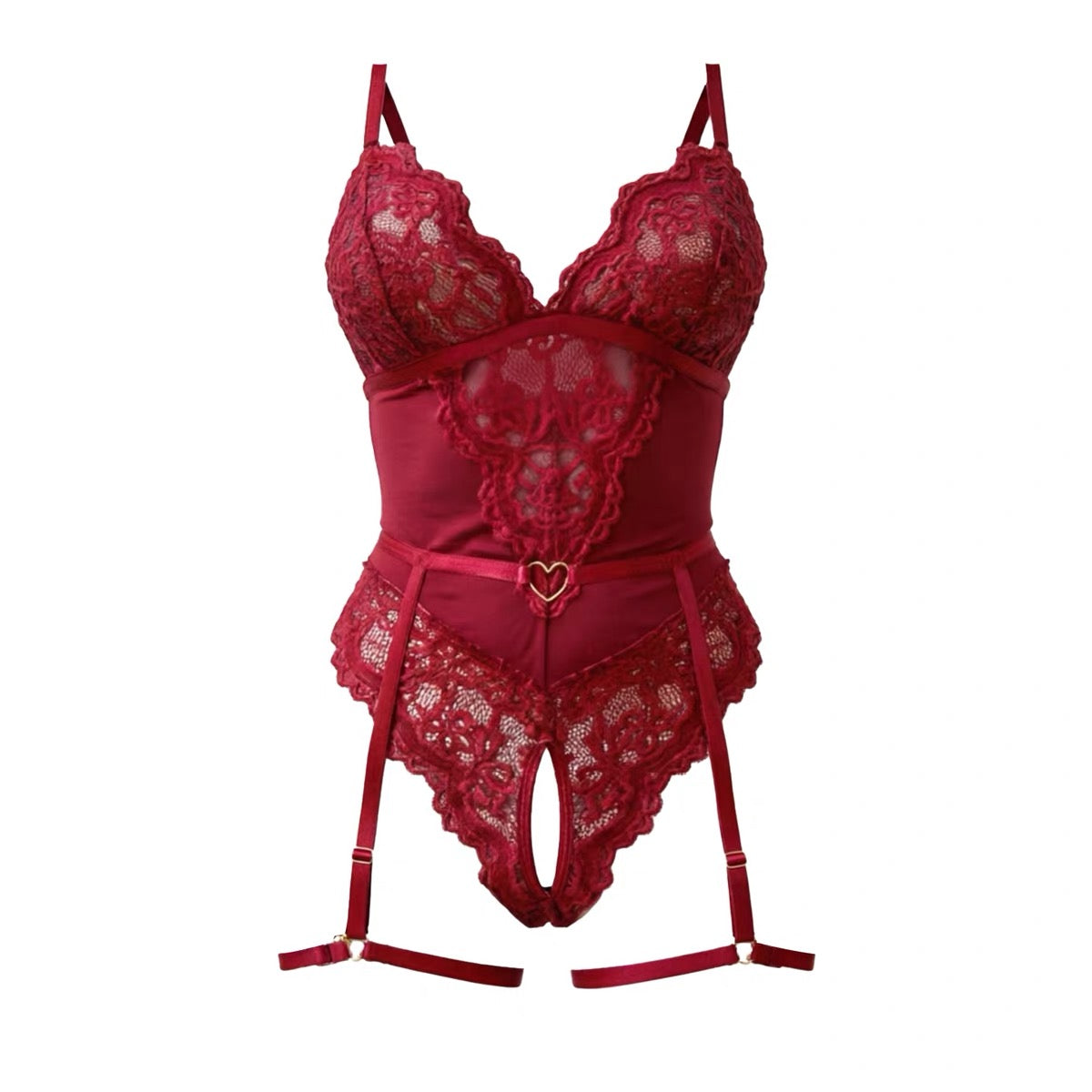 Sexy Lace Lingerie Shaping Bodysuit – V Neck Backless Open Crotch One Piece