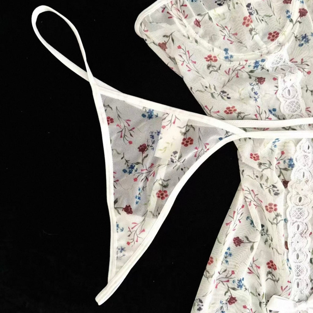 white lace thong lingerie front view detail